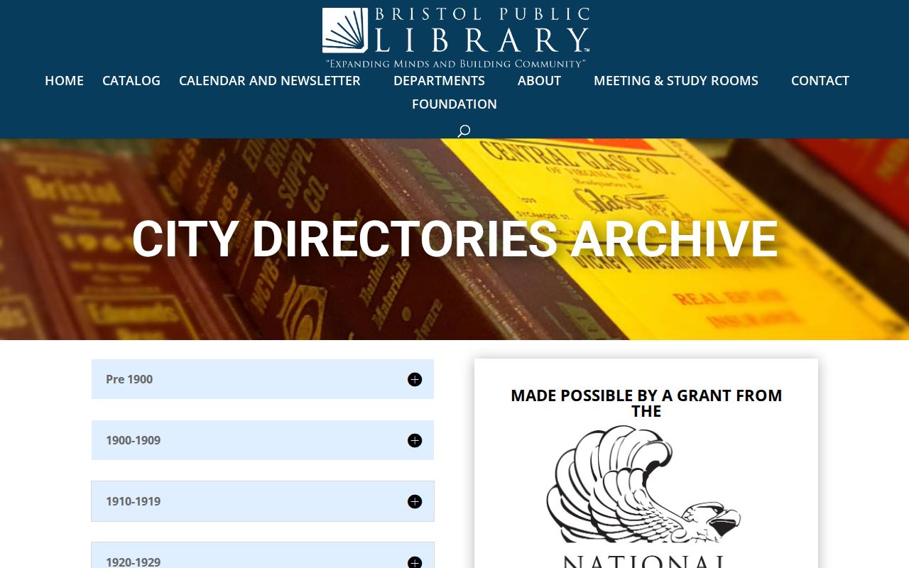 Bristol city directory collection offered by Bristol Public Library