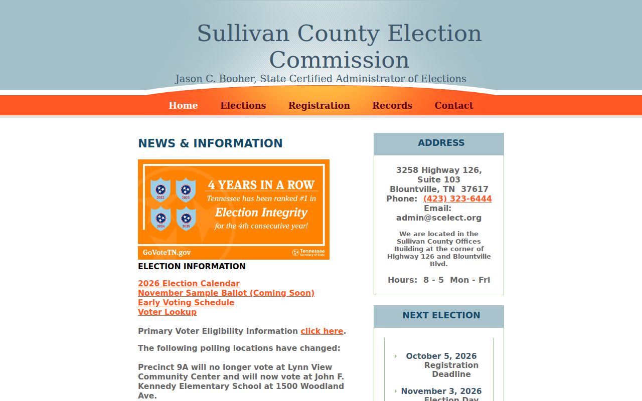 Sullivan County Election Commission website