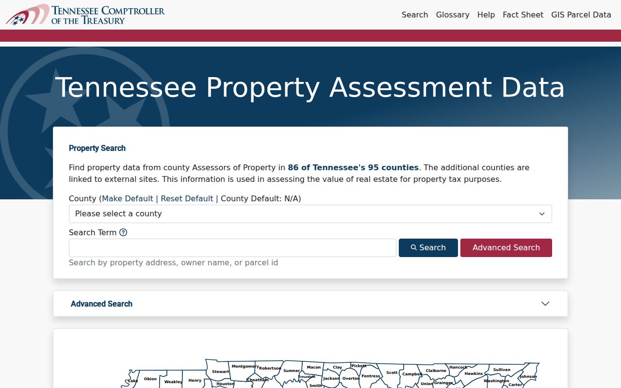 TPAD Sullivan County property search screen