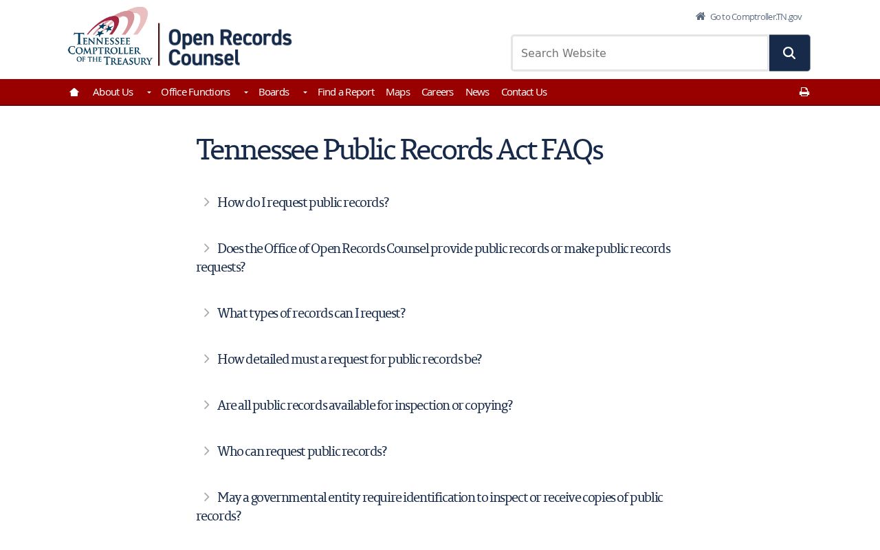Tennessee Public Records Act frequently asked questions page