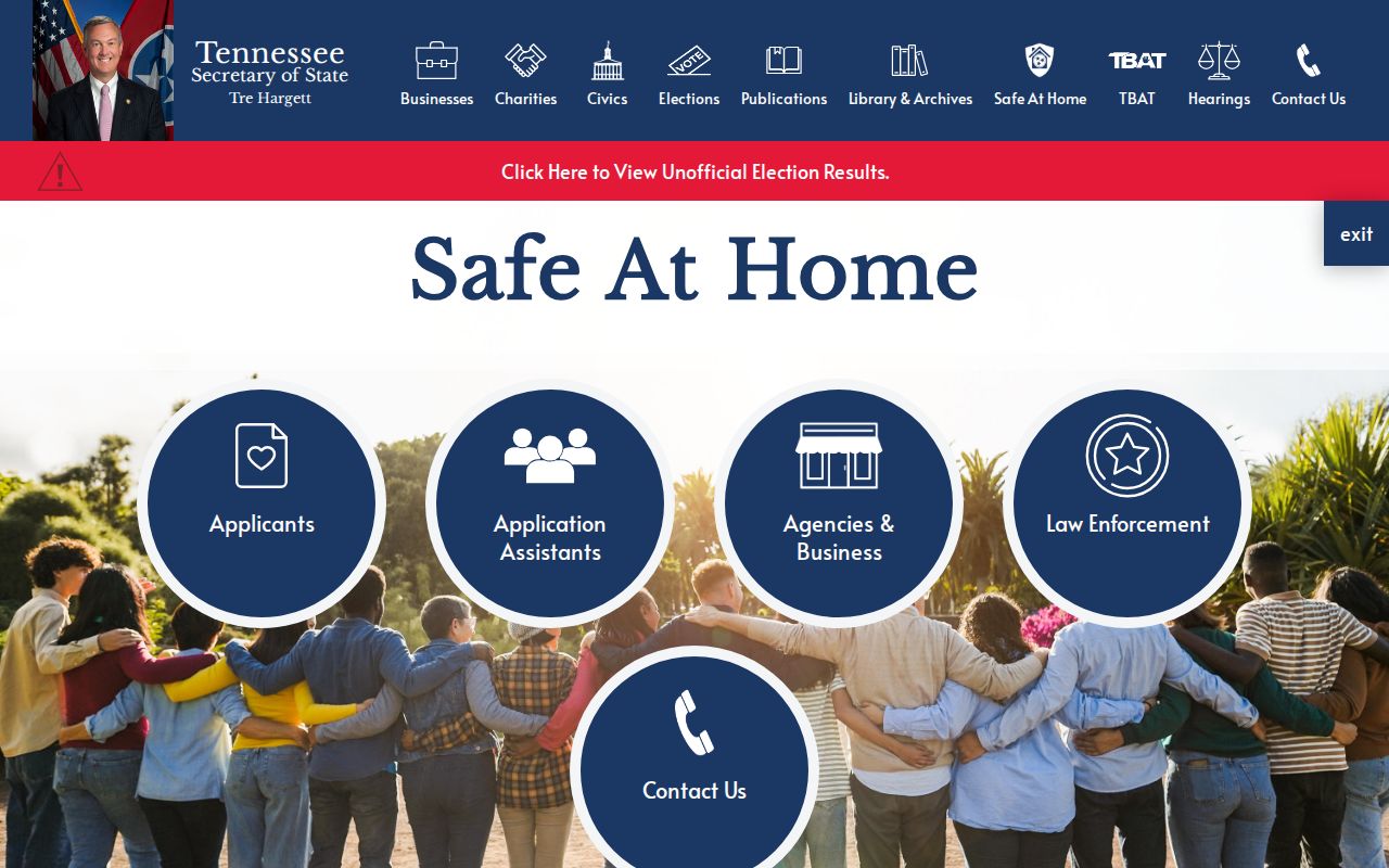 Tennessee Safe at Home address confidentiality program page